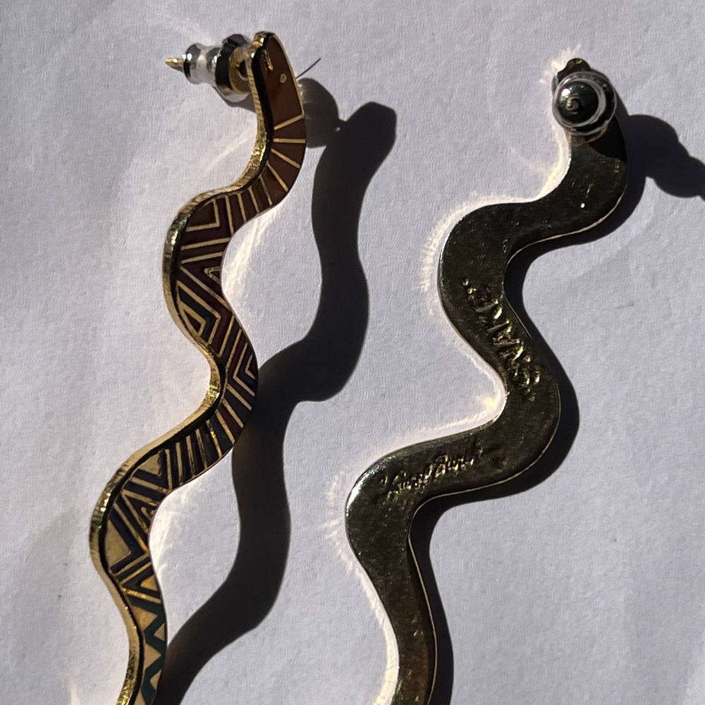 Vintage Laurel Burch snake earrings cloisonne - Picture 7 of 9